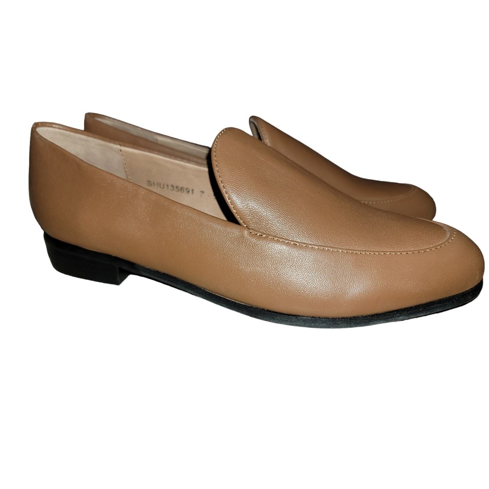 J Jill Isabelle Brown Leather Loafers Women's 7.5 M New Classic Comfort Slip On